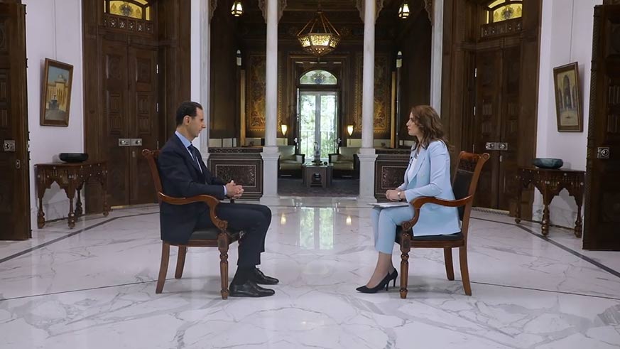 لقاء قناة روسيا اليوم مع بشار الأسد 2022